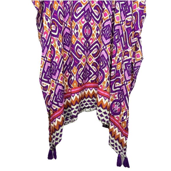 Roamans Oversized Kaftan Maxi Dress Size 1X Cover Up Multicolor Boho Beach - Picture 4 of 6